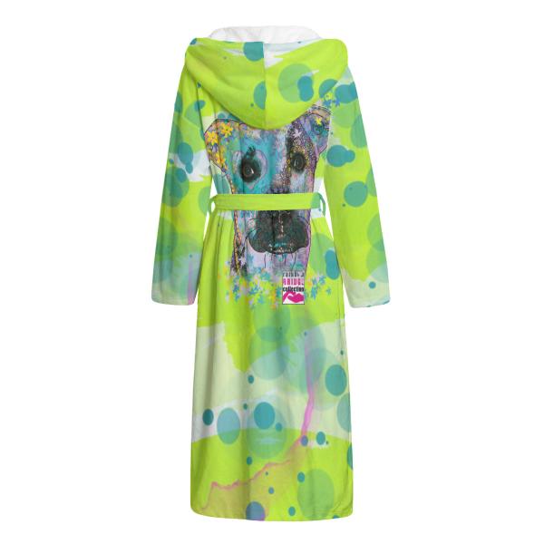 Bunter Bademantel Mojito aus Flanell – flauschig & farbenfroh, Größen S–2XL, AmStaff, Staff, Stffordshire, Pitbull, Pit, Mischling, Mix, SOKA, Listenhund